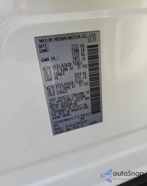 2015 Nissan Pathfinder S from USA, damaged, VIN 5N1AR2MN1FC723032